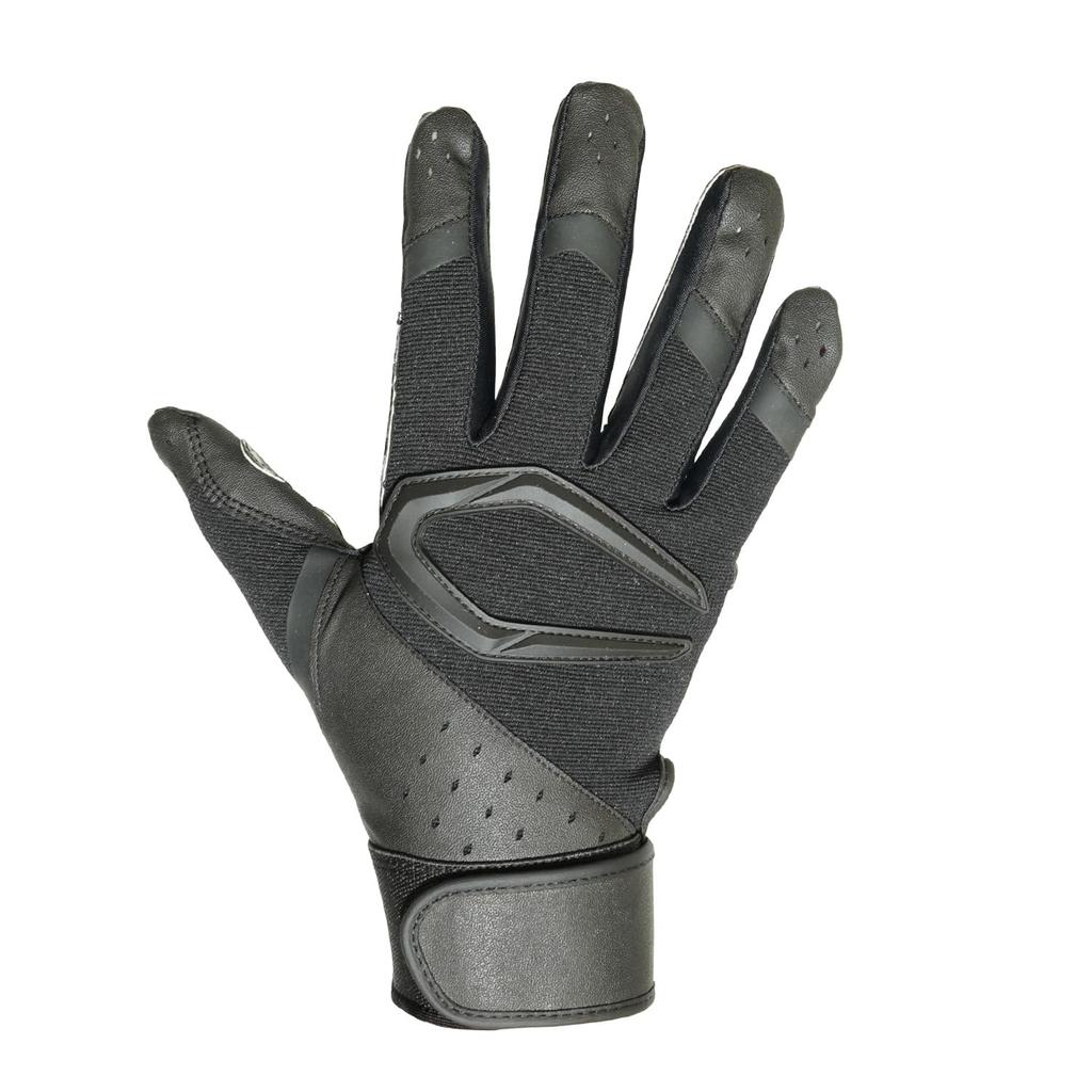 CUTTERS Batting Gloves B444S Power Control 4.0 Solid, Ambidextrous, Baseball/Softball, Size L, Black