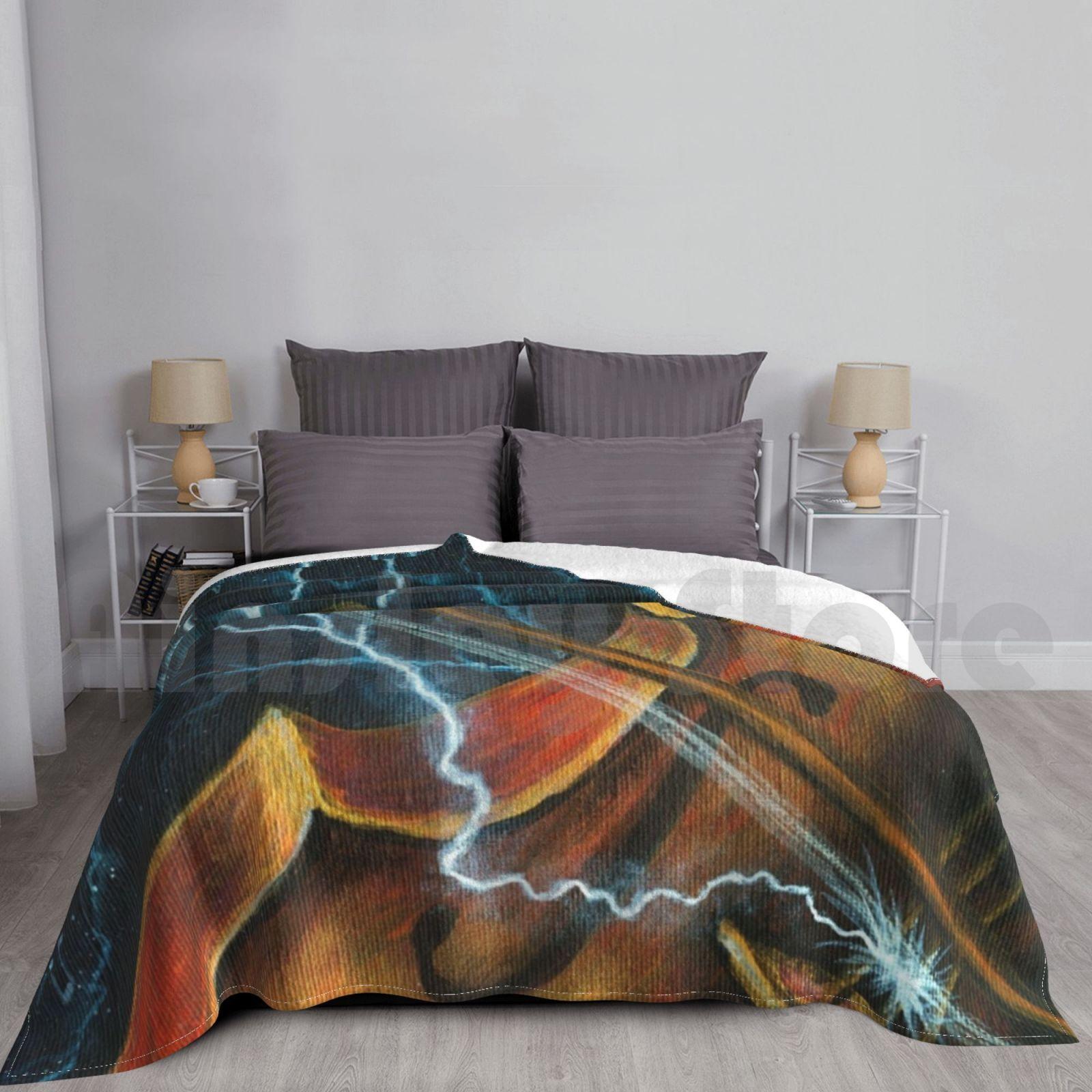 Alaska Symphony Electrifying Music Blanket Fashion Custom Alaska Art Alaskan Art Alaska Mountains Lightning Size: 75*100cm, Weight: 230 GSM