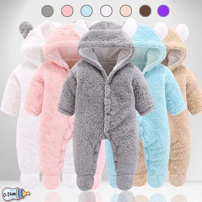 Neugeborenen Baby Kleidung Nette Hoodie Strampler Polyester Winter Infant Baby Mädchen Klettern Outwear Overall Junge Mädchen Warme Nachtwäsche Pyjamas