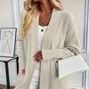 Women'S Cozy Yellow Knit Cardigan - Long Sleeve, V-Neck, Loose Fit, Fall & Winter Stylish Pullover