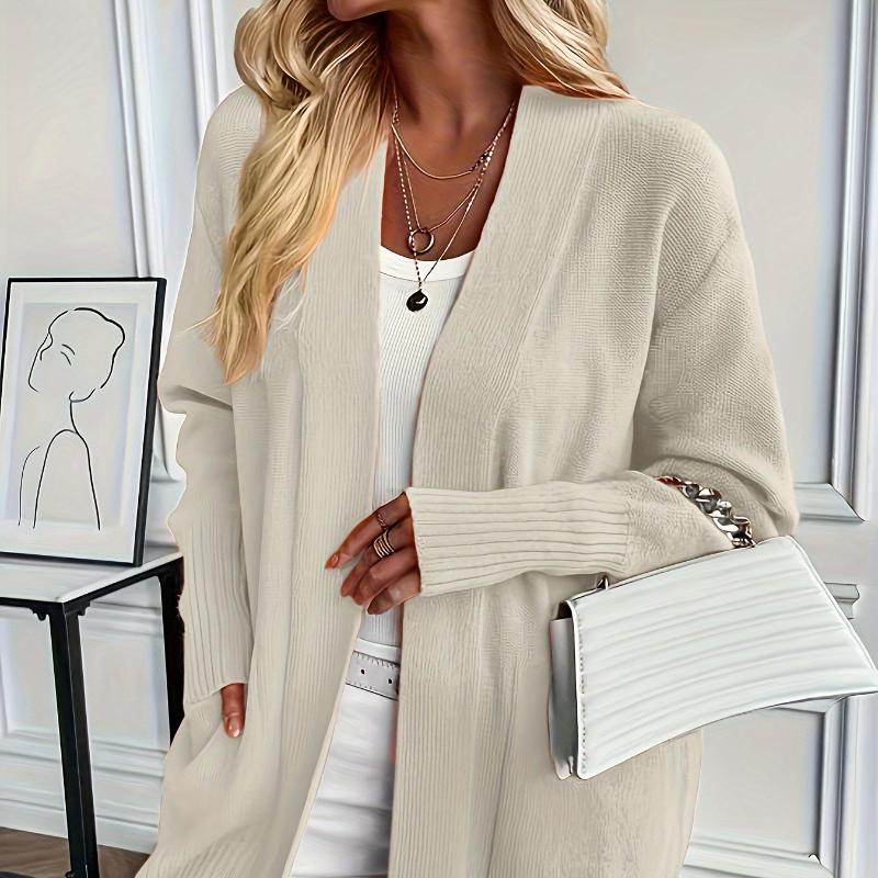 Women'S Cozy Yellow Knit Cardigan - Long Sleeve, V-Neck, Loose Fit, Fall & Winter Stylish Pullover