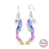 New 925 Silver Chameleon Unicorn Cute Stud Earrings Zircon Blue Eyes Flower Small Earrings For Women Girls Lovely Jewelry Gift