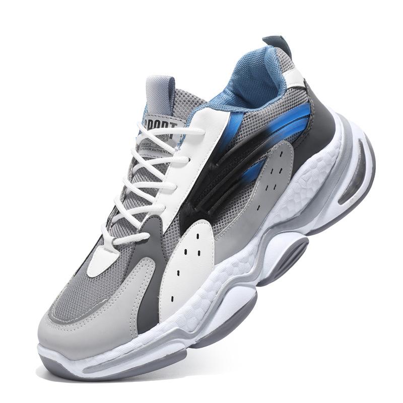 Spring and Summer New Breathable Men's Shoes with Thick Soles, Anti Slip and Wear-resistant Running Sports and Leisure Shoes