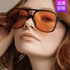 Cross-border European and American retro double beam sunglasses 2022 new trendy ins personalized big frame Internet celebrities same toad sunglasses