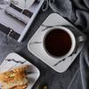 280ml Modern Minimalist Marbled Porcelain Coffee Cup Set Porcelain Tea Cup Saucer Set