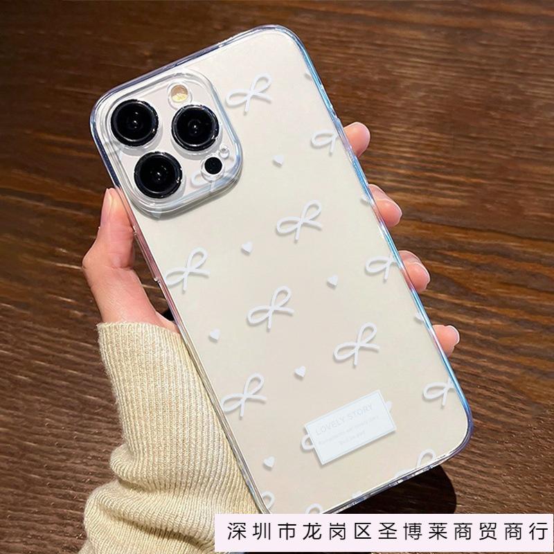 Korean bow for Apple iPhone11/12/13/14/15ProMax mobile phone case 16plus anti-drop
