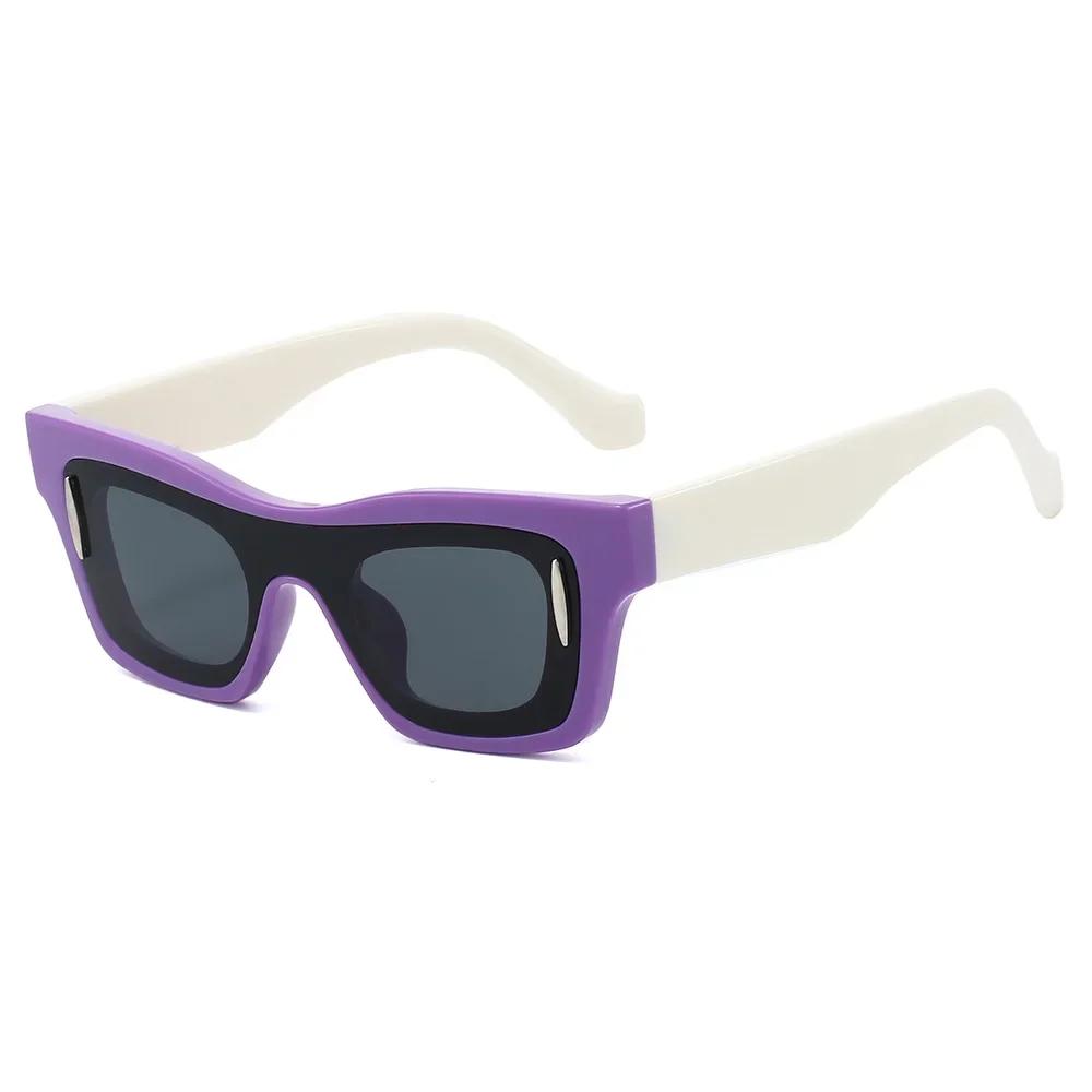 

New Fashionable Personalized Square Frame Women S Sunglasses Retro Neutral Transparent Splicing Color Uv400 Sunscreen Sunglasses