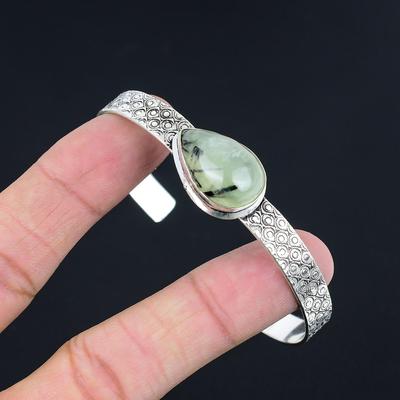 Mothers Day Deal 925 Silver Moss Moss Prehnite Gemstone Birthday Bangle Bracelet