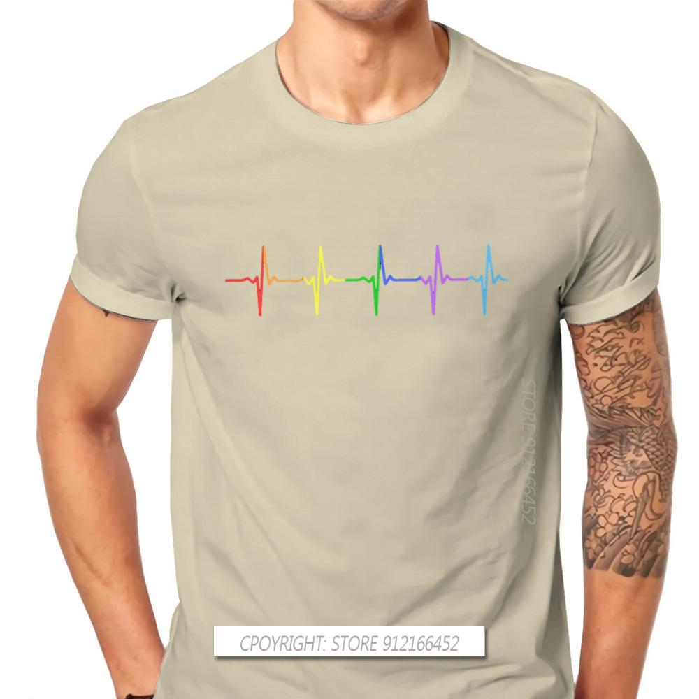 Rainbow Pulse Hearbeat Style TShirt LGBT Pride Month Lesbian Gay Bisexual Transgender Gift Clothes Basic T-Shirt Stuff