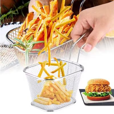 1PC Stainless Steel Frying Basket Multifunctional Mini French Fries Frying Basket Creative Square Oil Separated Frying Basket