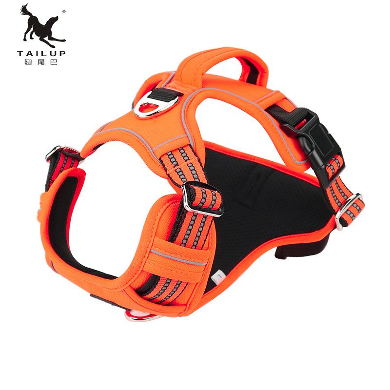 TAILUP 1000D Oxford Látka Reflexní Postroj pro Psa Služební Vesta pro Psa s Vertikálním Madlem Nastavitelný Obojek pro Střední Psy