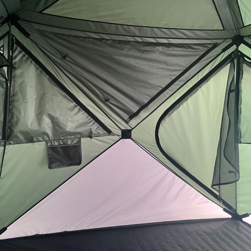 Automatic Quick-Open Double-Layer Camping Tent 3-5 People Waterproof Outdoor Shelter With Fiberglass Poles Green