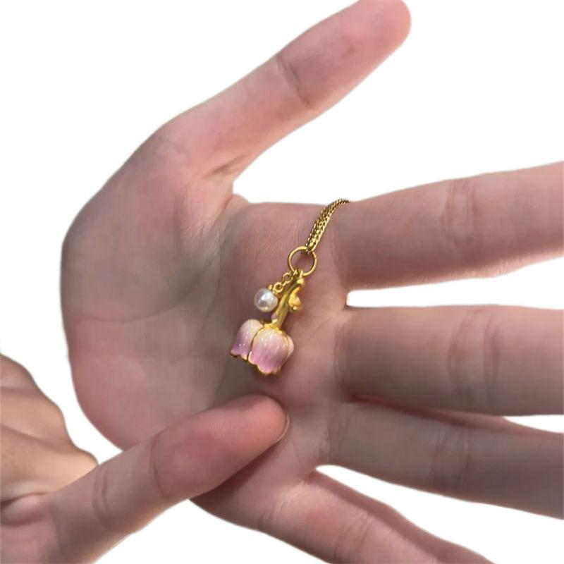 Cute light luxury purple rose neck chain temperament new niche design temperature change necklace for girlfriend collarbone chain