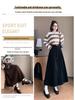 Women's High Waist Corduroy Midi Skirt - 2025 Autumn Winter Korean Style, Large Flare Pleated Design