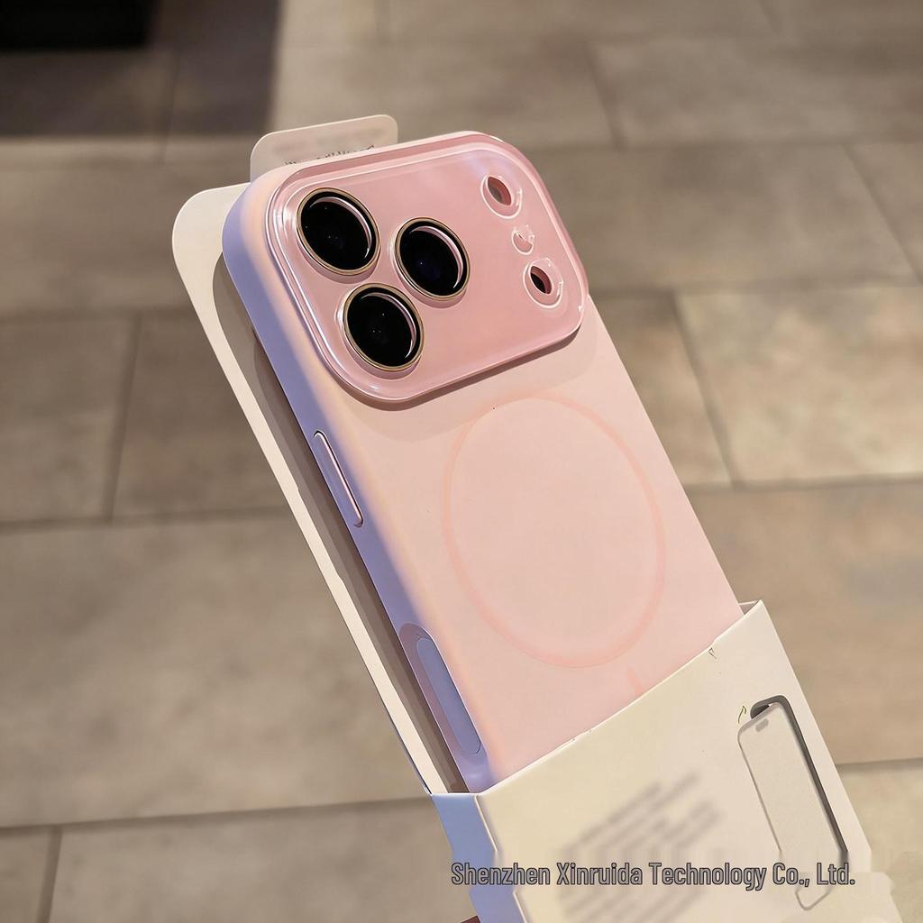 iPhone 17 Pro Max Liquid Silicone Magnetic Phone Case with Ring and Mirror Drop Protection