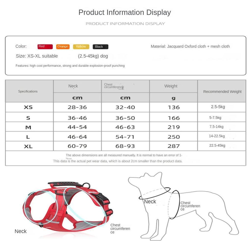 Pet Supplies Pet Dog Chain Big Dog Explosion-proof Perforated Chest Strap Pet Chest Back 2023 New