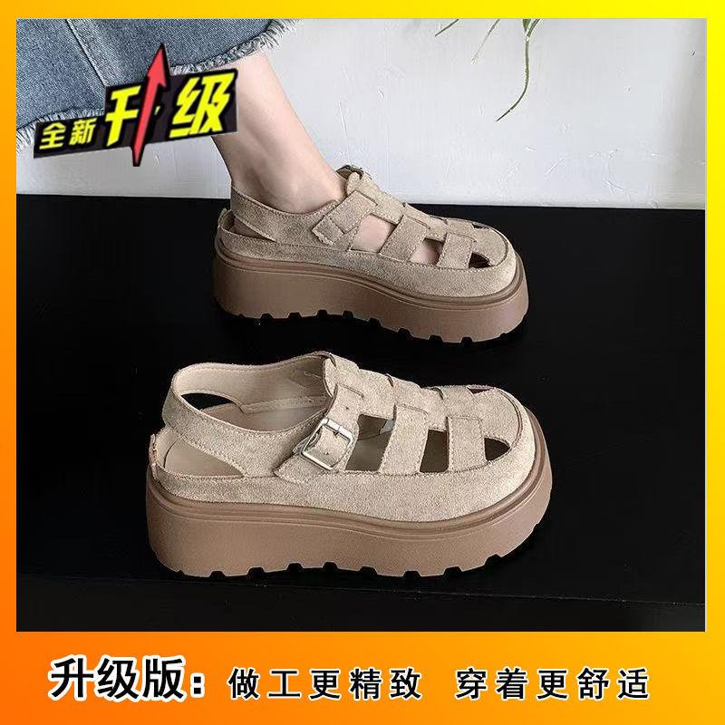 

Muffin thick-soled heightening baotou sandals women s 2025 new summer Roman shoes small pig cage shoes loafers 35