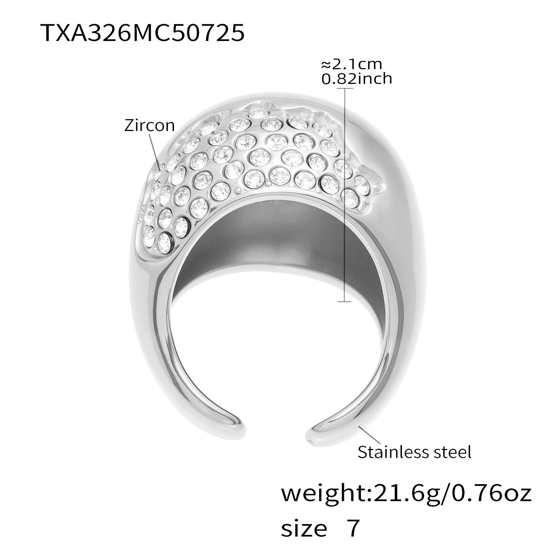 Qiong Yao Zircon Half-Circle Ring Earrings & Long Necklace Set