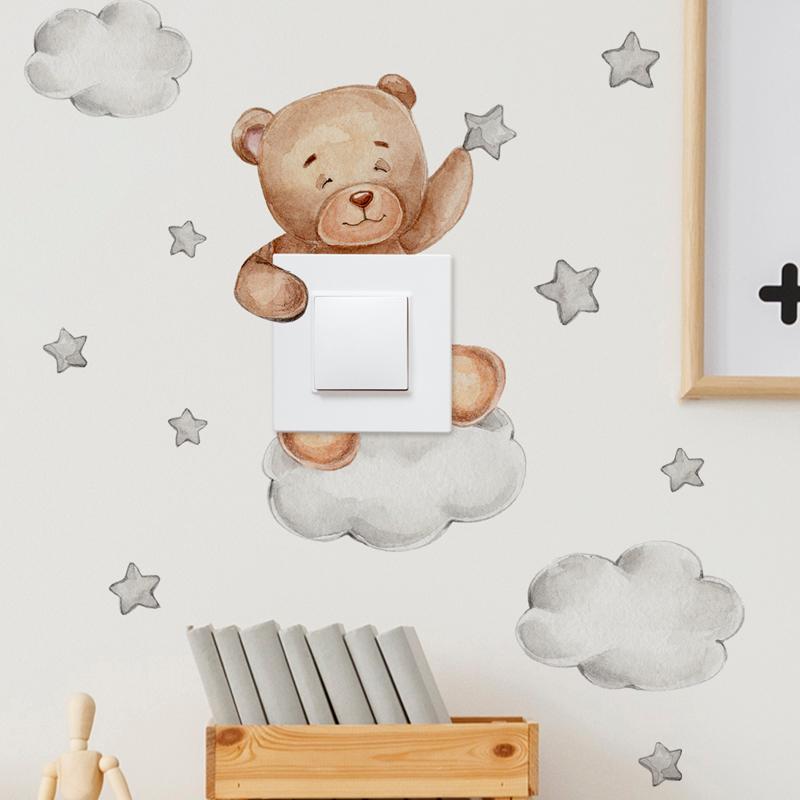 Cute Giraffe Bear Elephant Star Switch Sticker Kid Baby Bedroom Decoration Self-adhesive Home Decor Wallpaper Child Wall Decals