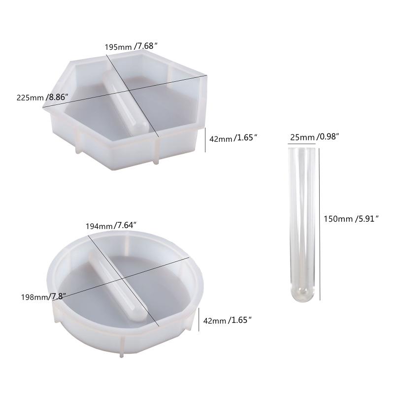 DIY Craft Resin Silicone Mold 2-in-1 Test Tube Water Planting Vase Template for Art Decoration House Accs Casting