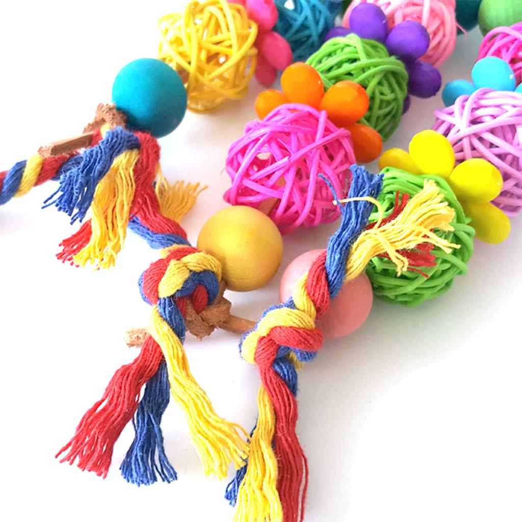 Bird Chewing Toy Parrot Toys Colorful Rattan Balls for Small and Medium Parrots