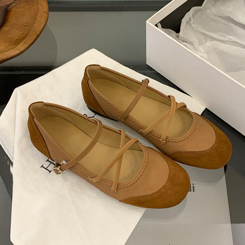 Fashion 2025 New Footwear Buckle Strap Women Mary Janes Flats Shoes Fashion Shallow Luxury Female Round Toe Ladies Flats With Shoes