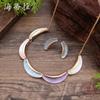 New enamel color crescent stud earrings necklace set, women's simple and high-end crescent moon necklace set