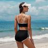 CHARMLEAKS Sportliches, lässiges Crop-Bikini-Set für Damen, zweiteiliger Badeanzug mit Farbblock-Motiv