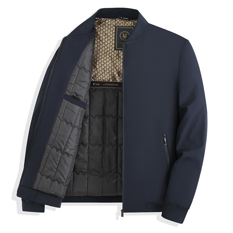 Zipper Men's Autumn and Winter Solid Color Pocket Round Neck Long Sleeve Cardigan Fashion Casual Jacket Top