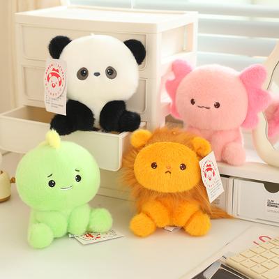 Kreslená mačka lev panda dinosaurus axolotl plyšová bábika rozkošné lesné zvieratká plyšové hračky mäkký vankúš na spanie na upokojenie pre deti darček