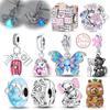 Real Copper Luminous Firefly Butterfly Chameleon Charms Bead Fit Panoriginal Bracelets Fine Diy Jewelry Making