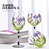 1piece Colored Plant Pattern High Legged Red Wine Glass Summer Natural Pattern Thickened Glass Cup Beer Glasses And Tall Glasses