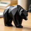 3D Printed Black Bear Figurine Ornament Matte Black Sculpture with Stable Base Modern Minimalist Decor for Shelf Table Display Graduation Gift