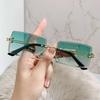 Vintage Fashion Sunglasses Rimless Frameless Rectangle Shades Gradient UV400 Summer Traveling Sun Glasses for Women