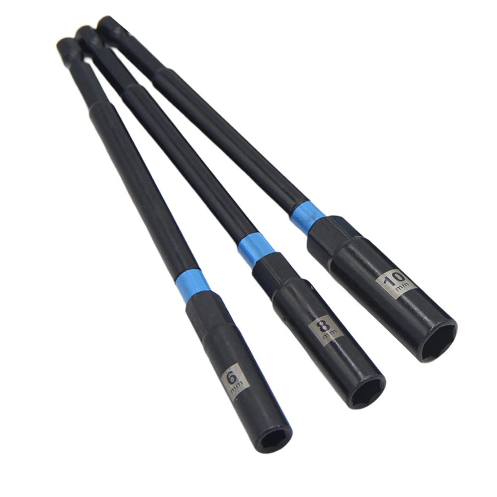 150mm Hex Nut Driver Drill Bit Adapter Set 3PCS Socket Wrench Extensions for Automotive and Carpentry Projects