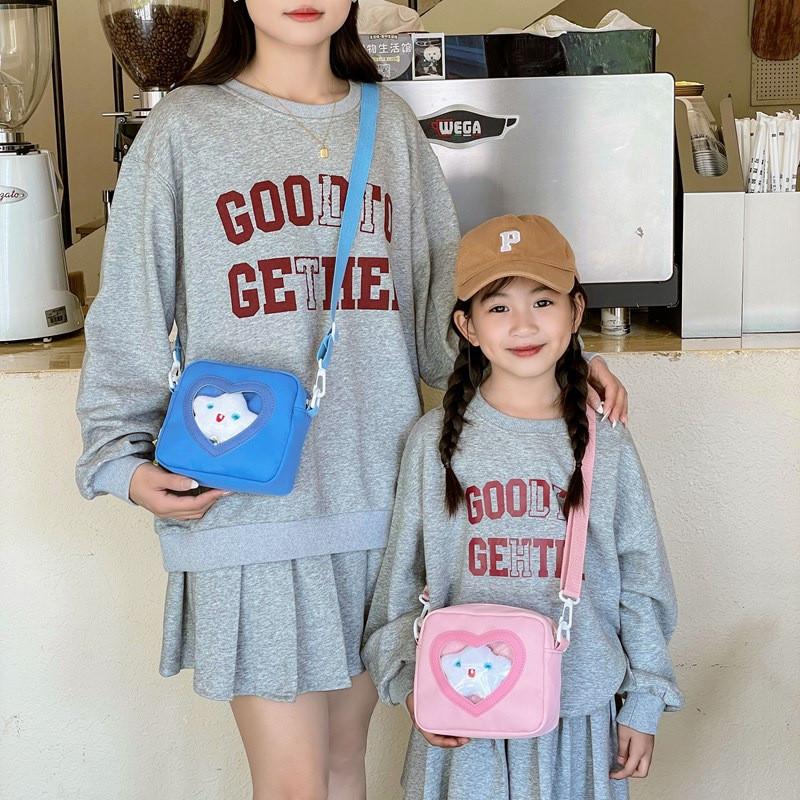 Cotton Kids Heartshaped Transparent Shoulder Bag For Children Casual Outings