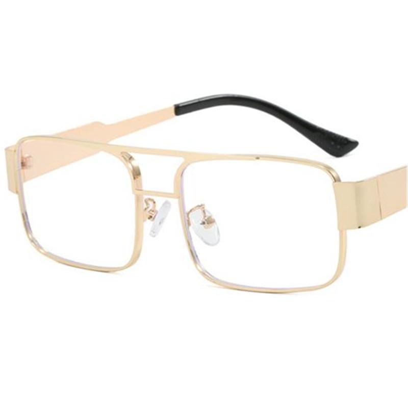 Fashion Sun Glasses Unisex Anti-UV Spectacles Rectangle Google Alloy Frame Eyeglasses Double Beam Sunglasses