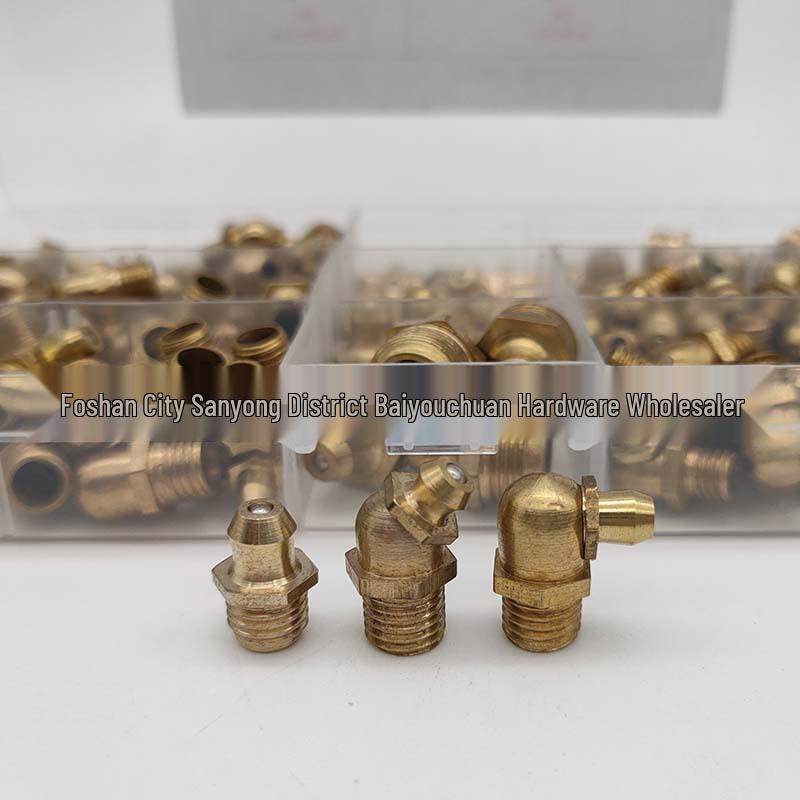 165-Piece Brass Grease Nipple Set - M6, M8, M10 Combination with Straight and Bent Oil Injection Cups