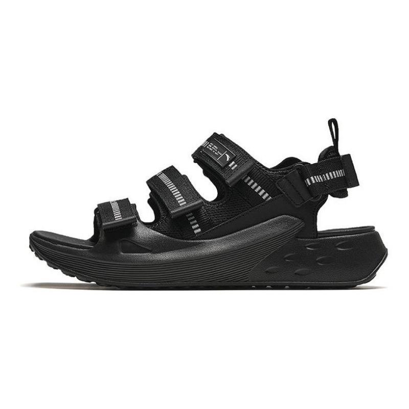 Anta Bingtang men s beach sandals black white, thick sole heightening 912428504-5 45