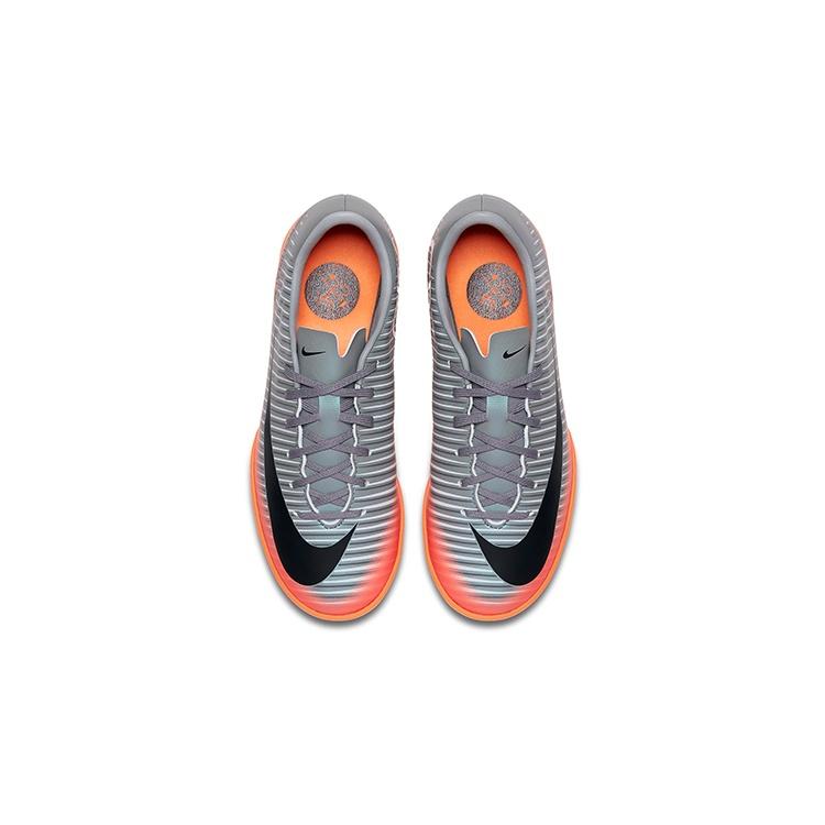 Nike Jr MercurialX 6 CR7 TF Slip Resistant Abrasion Resistant Low top Kids' Soccer Shoes Gray Black Orange Teenagers 852487-001