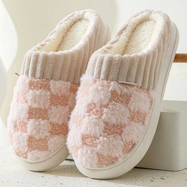 Winter non-slip thick-bottomed home cotton slippers couple home indoor warm soft-bottomed wear-resistant plush slippers