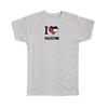 T-shirt cadeau : J'aime la Palestine Drapeau Cœur Blason du Pays Expatrié Palestinien