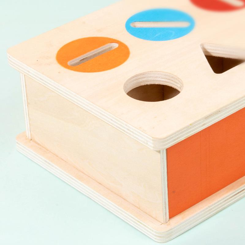Montessori Early Education Coin Box with Color & Shape Matching Blocks - Educational Wooden Toy