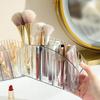 Clear Vertical Stripe Makeup & Skincare Organizer Box with Multifunctional Pen and Remote Holder