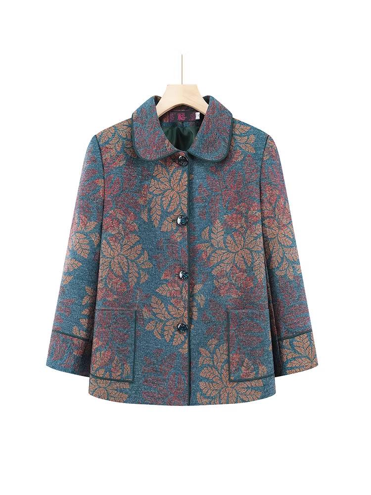 Grandma's Winter Coat: Fashionable Plus-Size Top for Women Aged 60-70, Ideal for Spring and Autumn