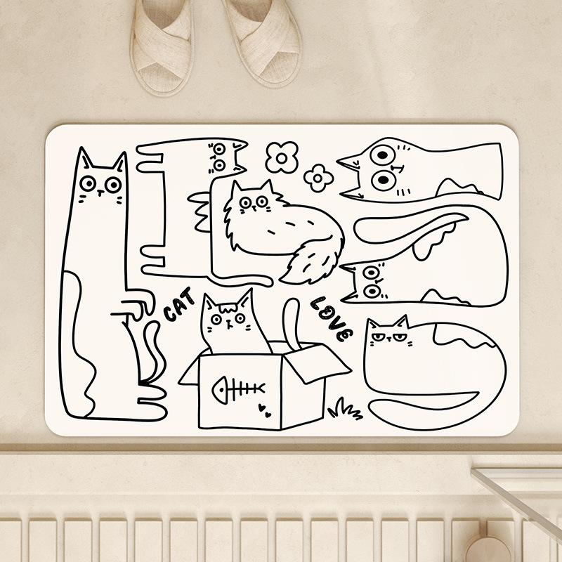 Cartoon Bathroom Mat Strong Moisture-wicking Bathroom Door Non-slip Mat Home Dirty and Easy To Care for Diatom Mud Cushion
