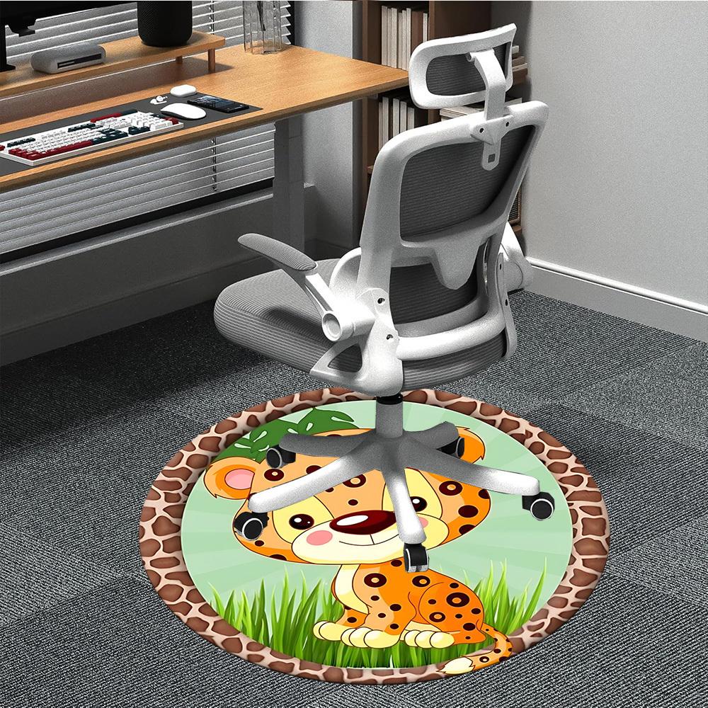1pc CheetahChair Carpet for Office, Indoor Non-Slip Washable Polyester Fiber Carpet, Mat For Office, Machine Washable