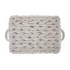 Medium White Woven Rope Decorative Storage Basket Handwoven Storage Organizer Loop Handles Bohemian Home Decor Basketweave