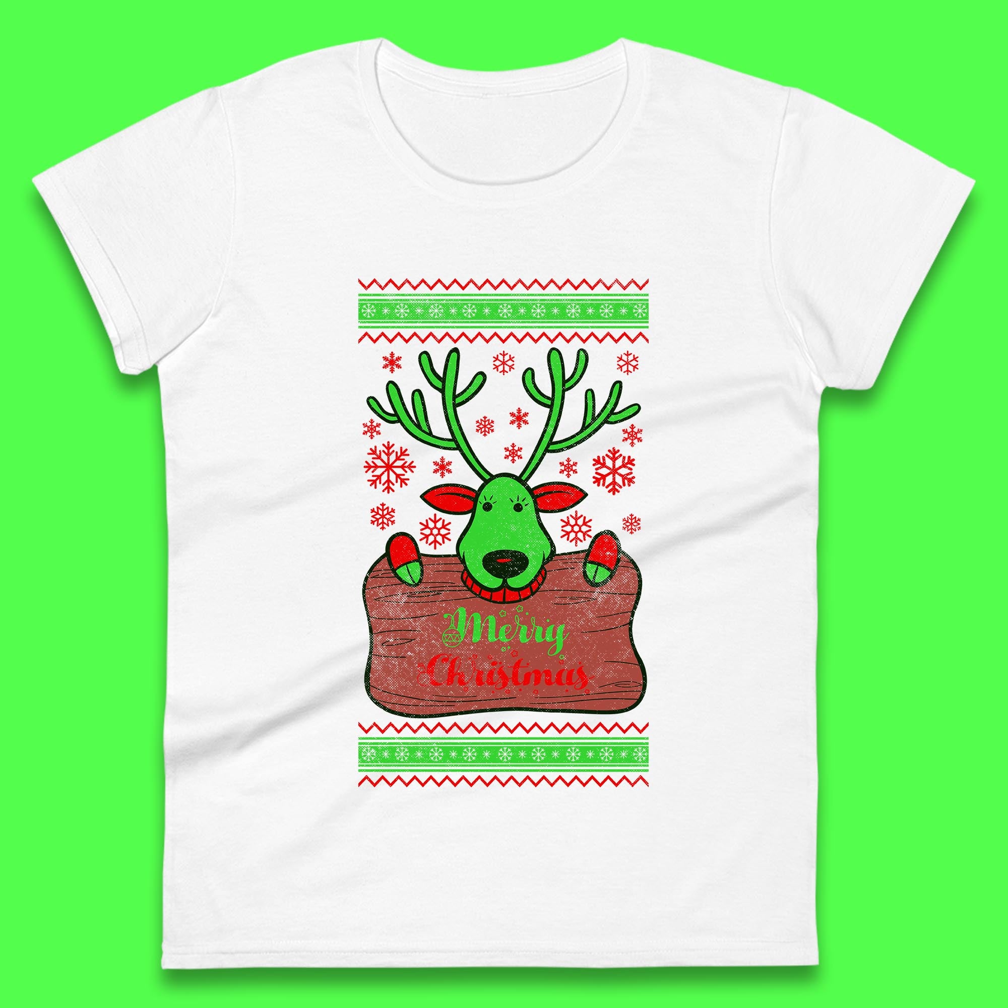 

Merry Christmas Womens T Shirt Mens Tops Tees Unisex Christmas Reindeer Top 2XL