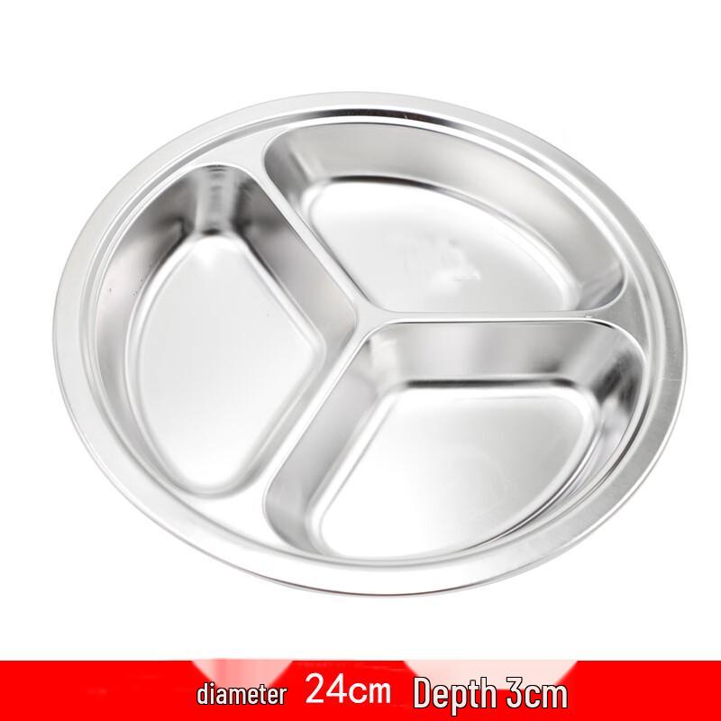 Morona 24cm Round Stainless Steel Partitioned Meal Plate